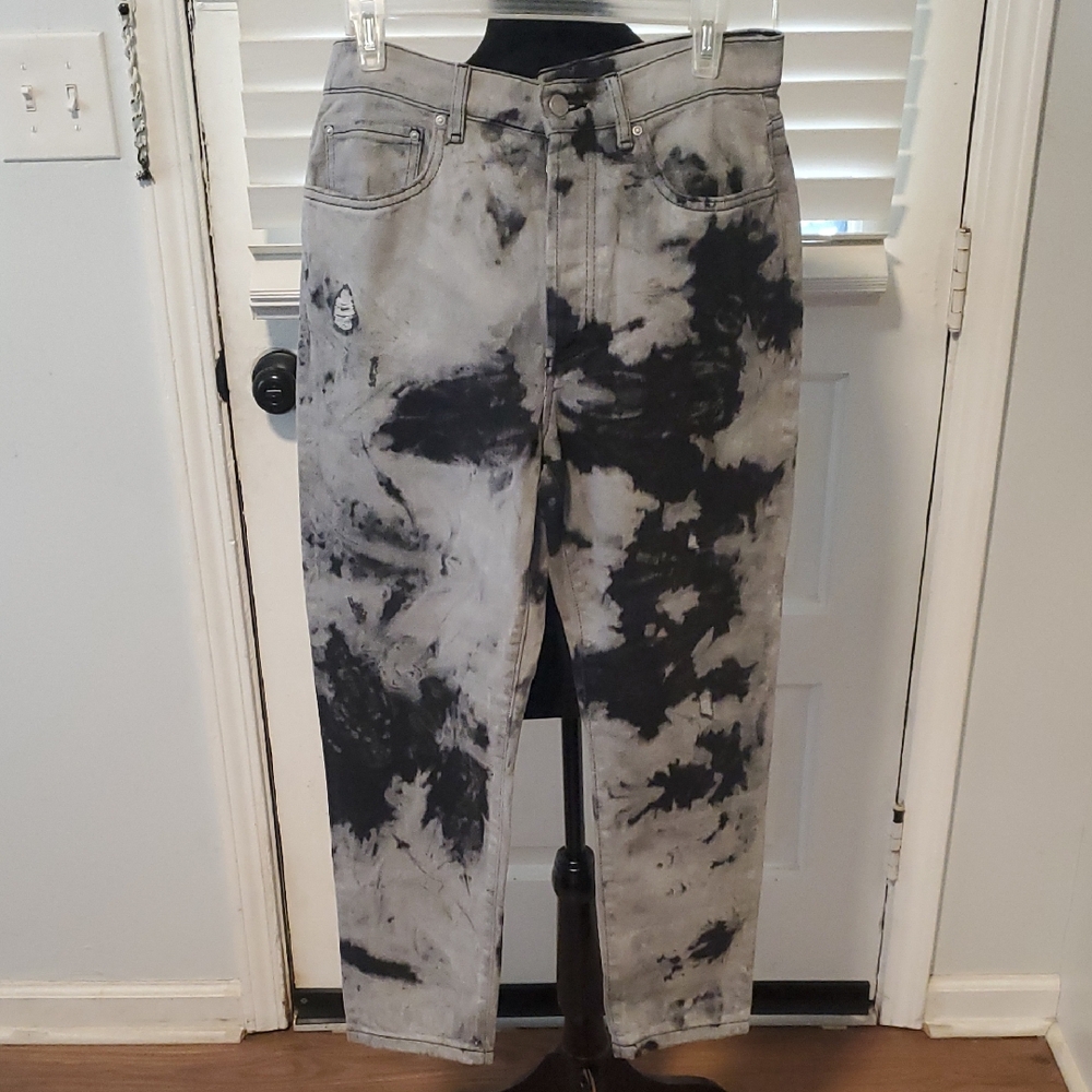 Elan Black and Gray Tie-Dye Relaxed Straight Jeans